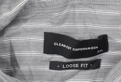 Clean Cut Copenhagen Men's Grey 2XL Striped Long Sleeve Casual Shirt