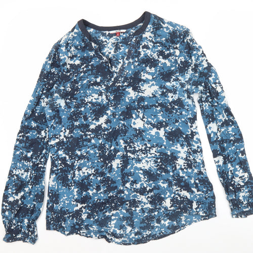 Tommy Hilfiger Womens Blue Camouflage Viscose Tunic Blouse S