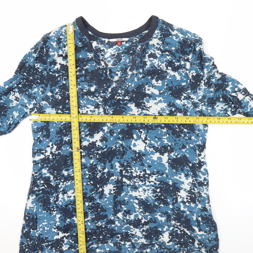 Tommy Hilfiger Womens Blue Camouflage Viscose Tunic Blouse S