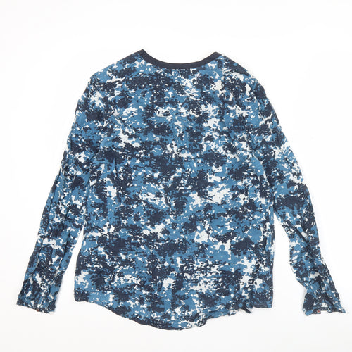Tommy Hilfiger Womens Blue Camouflage Viscose Tunic Blouse S