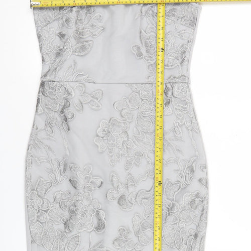 Liasy London Women’s Grey Lace Sheath Dress Size 10 Wedding Party