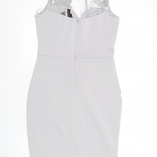 Liasy London Women’s Grey Lace Sheath Dress Size 10 Wedding Party