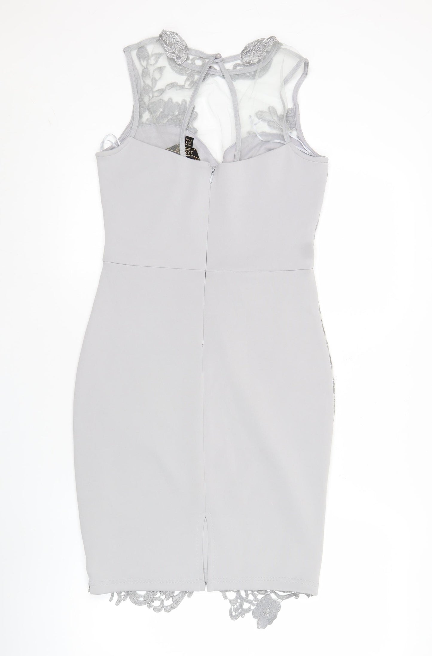 Liasy London Women’s Grey Lace Sheath Dress Size 10 Wedding Party