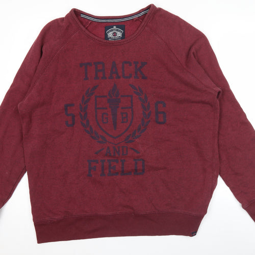 Easy Men’s XL Red Pullover Sweatshirt Track & Field Graphic Cotton Blend