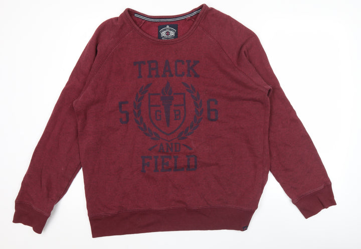 Easy Men’s XL Red Pullover Sweatshirt Track & Field Graphic Cotton Blend