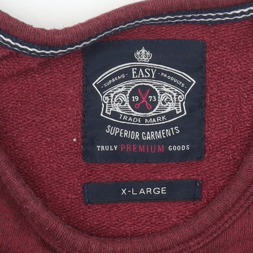 Easy Men’s XL Red Pullover Sweatshirt Track & Field Graphic Cotton Blend