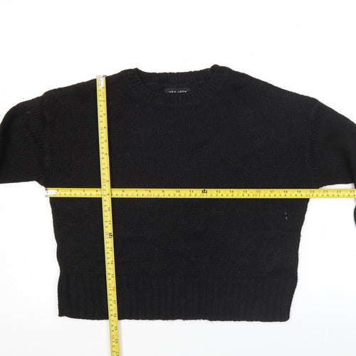 New Look Womens Black Knit Pullover Jumper Size S Crew Neck Long Sleeve