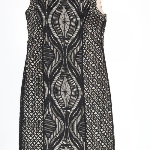 Wallis Women’s Black Lace Sheath Dress UK 10 Knee Length Party