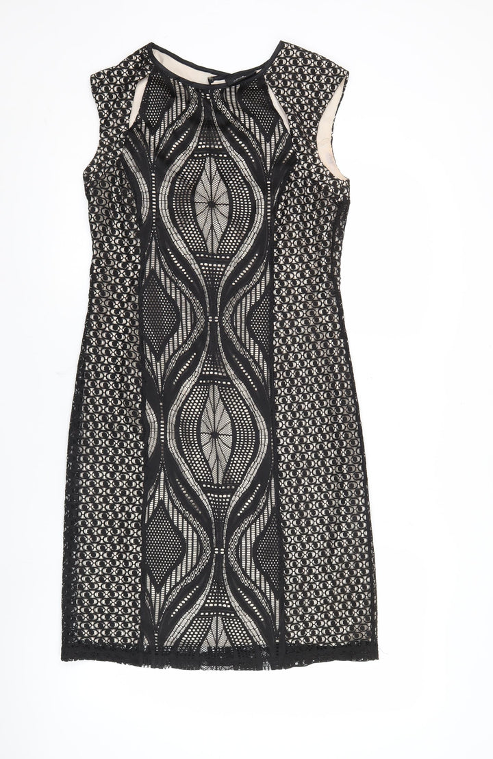 Wallis Women’s Black Lace Sheath Dress UK 10 Knee Length Party
