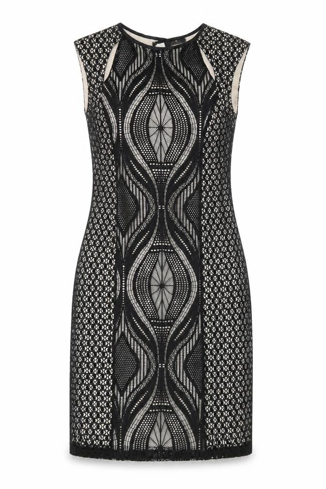 Wallis Women’s Black Lace Sheath Dress UK 10 Knee Length Party