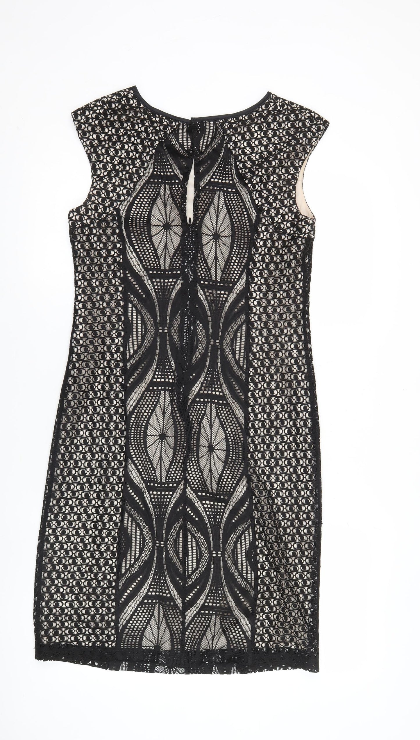 Wallis Women’s Black Lace Sheath Dress UK 10 Knee Length Party