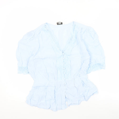 Marks and Spencer Women Blue Size 6 Blouse Lace Button Tunic