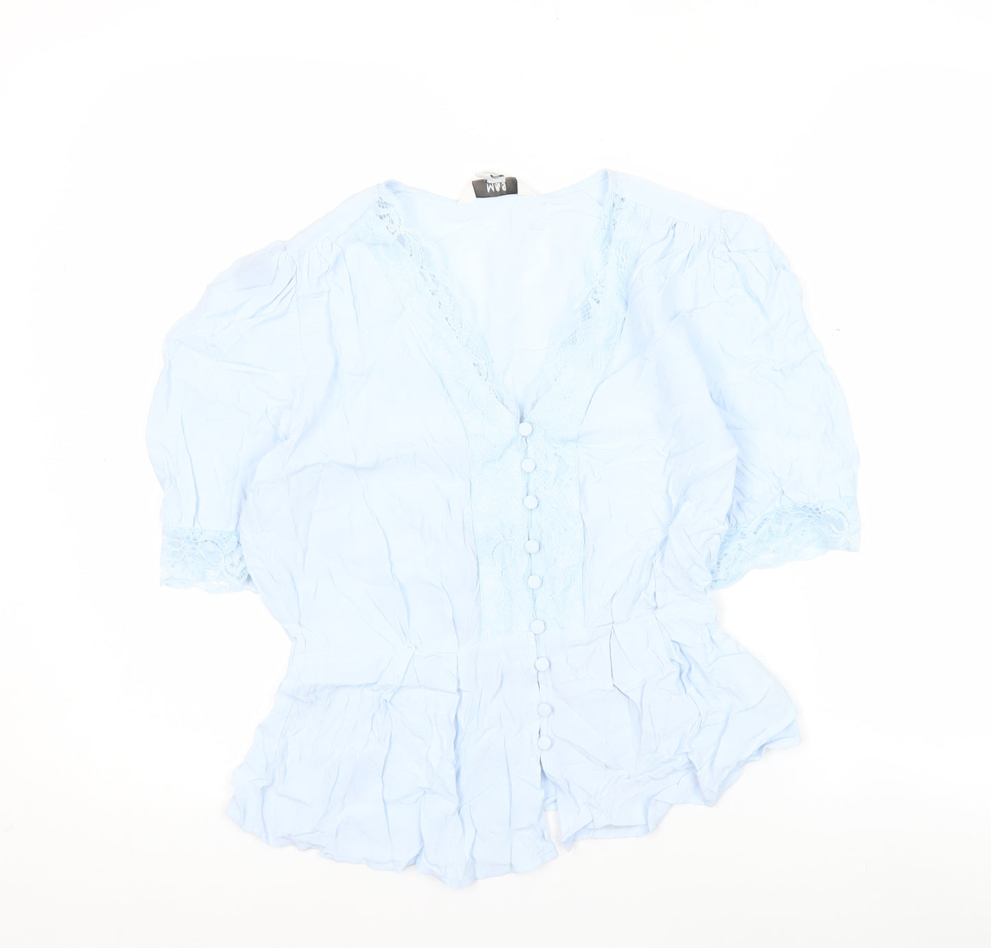 Marks and Spencer Women Blue Size 6 Blouse Lace Button Tunic
