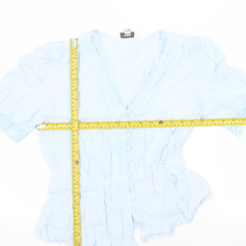 Marks and Spencer Women Blue Size 6 Blouse Lace Button Tunic