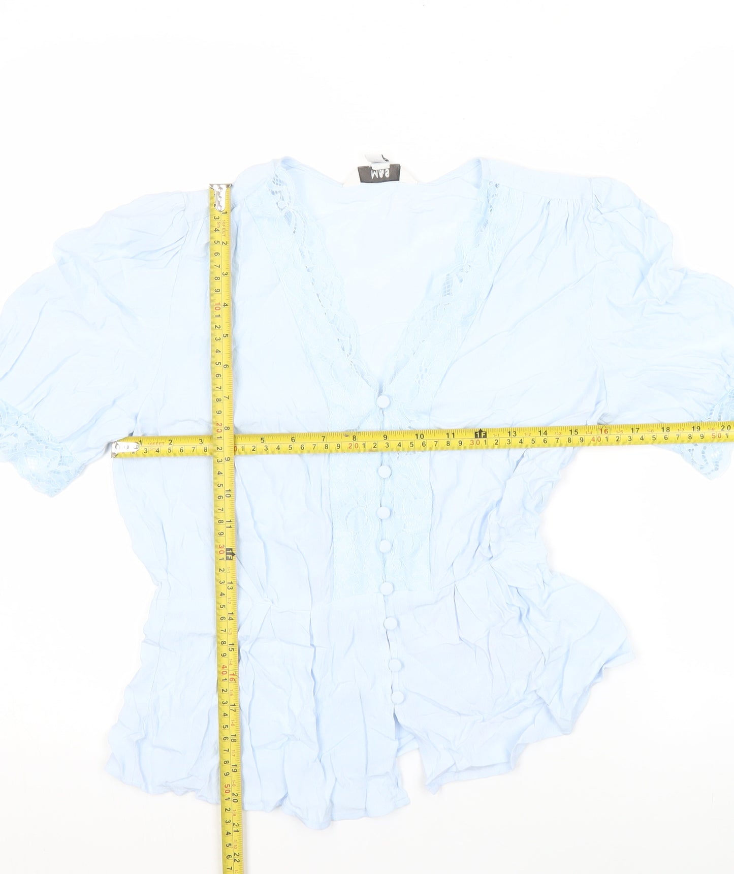 Marks and Spencer Women Blue Size 6 Blouse Lace Button Tunic