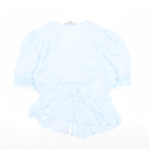 Marks and Spencer Women Blue Size 6 Blouse Lace Button Tunic