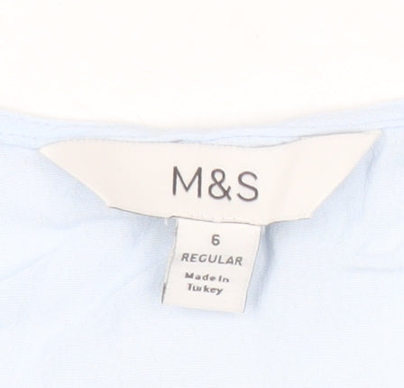 Marks and Spencer Women Blue Size 6 Blouse Lace Button Tunic