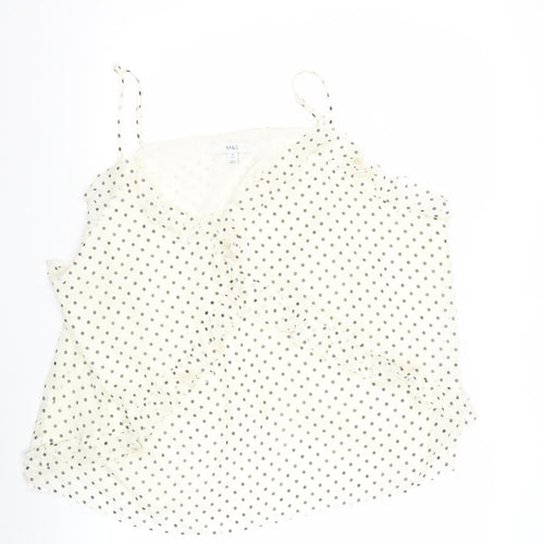 Marks and Spencer Womens Ivory Polka Dot Ruffle Camisole Blouse Size 24