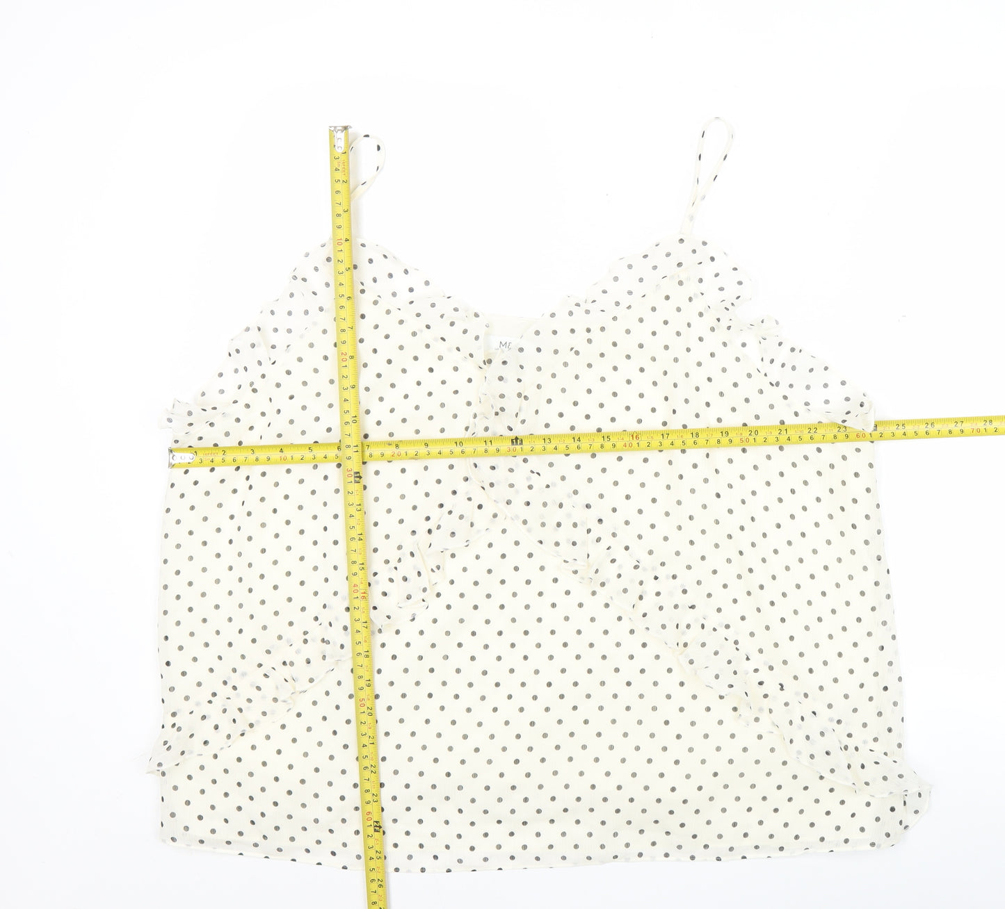 Marks and Spencer Womens Ivory Polka Dot Ruffle Camisole Blouse Size 24