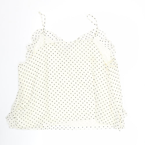 Marks and Spencer Womens Ivory Polka Dot Ruffle Camisole Blouse Size 24