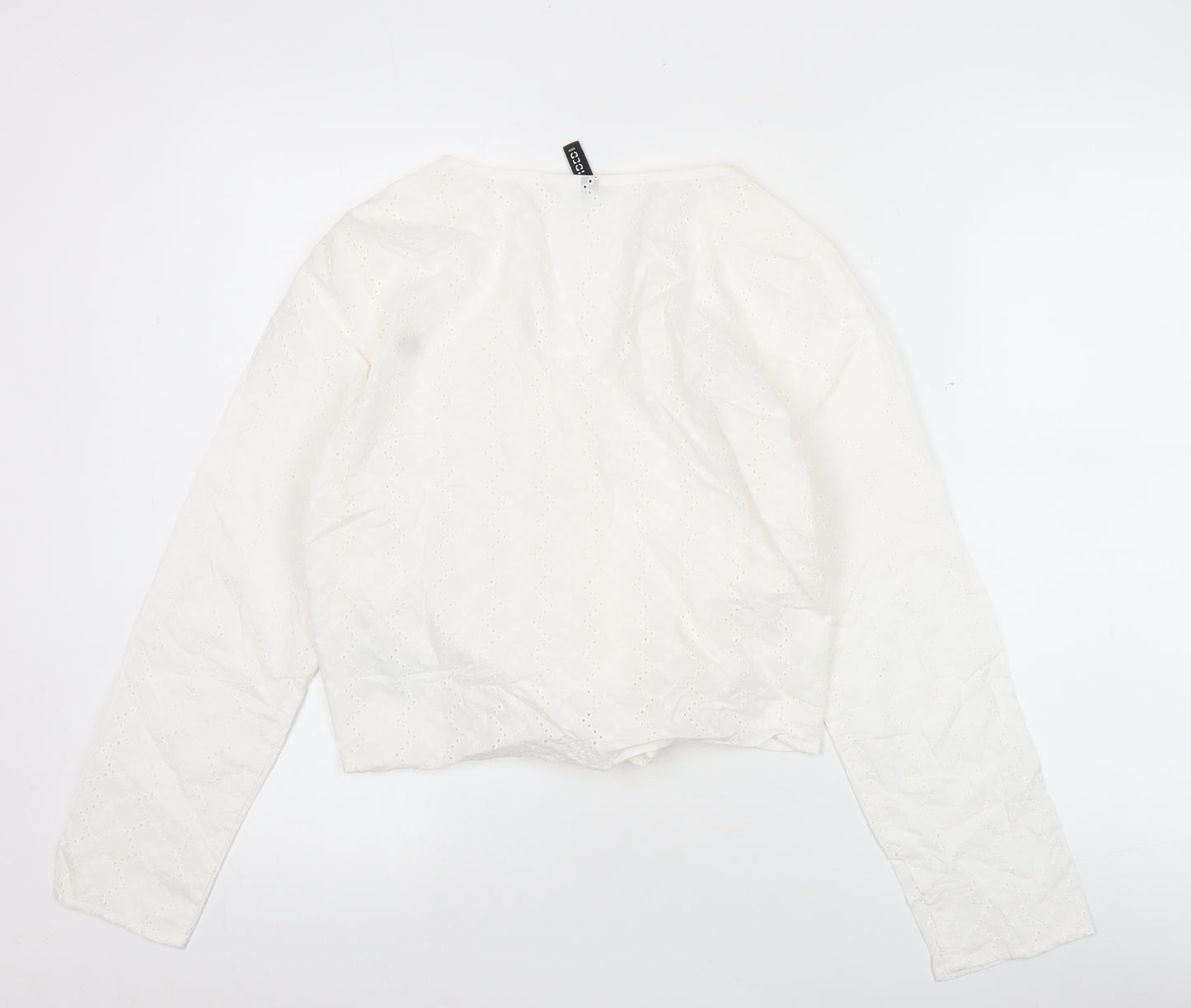 H&M Divided Women’s White Cotton Cropped Blouse UK 10 Long Sleeve