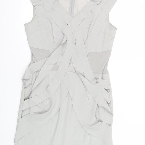 Label Lab Womens Grey Size 12 Sheath Knee Length Sleeveless Dress