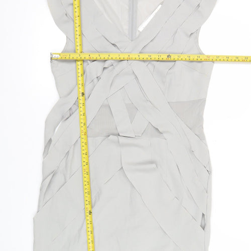Label Lab Womens Grey Size 12 Sheath Knee Length Sleeveless Dress