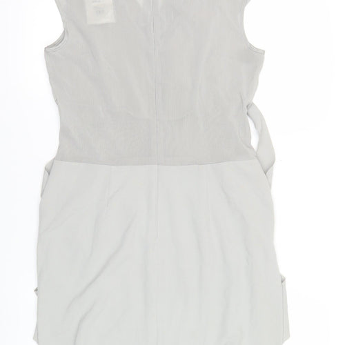 Label Lab Womens Grey Size 12 Sheath Knee Length Sleeveless Dress