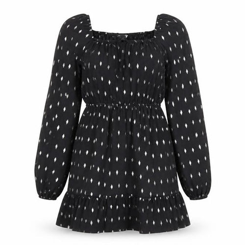 Kylie Girls Black Knee Length A-Line Dress 13 Years Ruffle Puff Sleeve