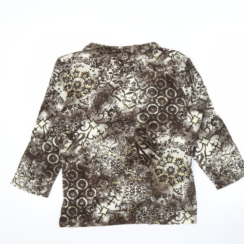 M&Co Womens Brown Floral Glitter Tunic Blouse Size 18 Viscose Stretch