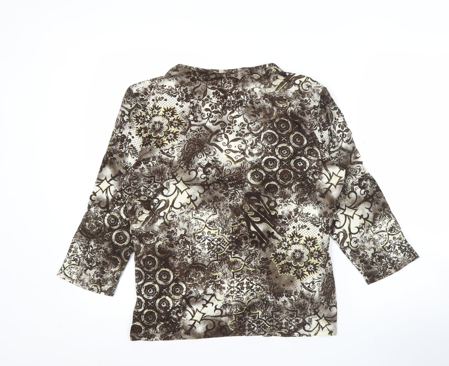 M&Co Womens Brown Floral Glitter Tunic Blouse Size 18 Viscose Stretch