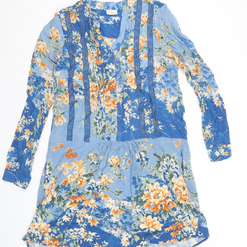 Tiny Women’s XS Blue Floral Viscose Knee Length A-Line Dress