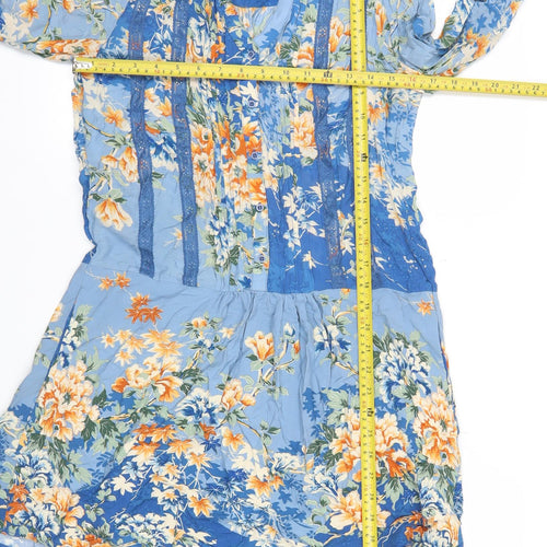 Tiny Women’s XS Blue Floral Viscose Knee Length A-Line Dress