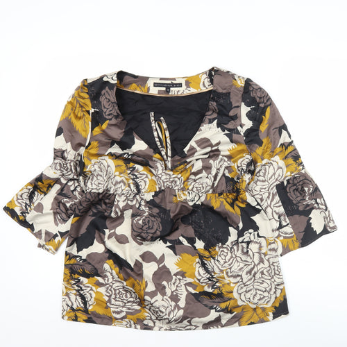 Betty Jackson Black Womens Multicoloured Floral Tunic Blouse Size 12