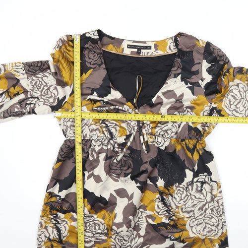Betty Jackson Black Womens Multicoloured Floral Tunic Blouse Size 12