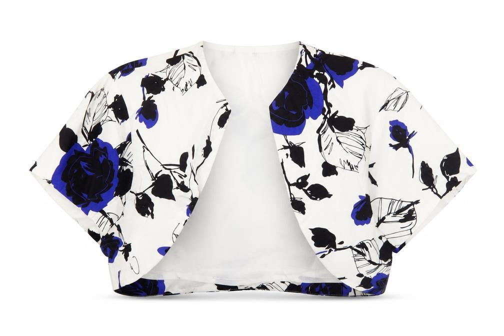Front view of Debut Women's, size 14, Multicolour Floral Cropped Waistcoat