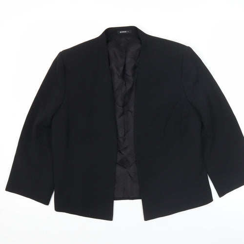 Roman Women Black Blazer Size 12 Tailored Shawl Collar Jacket