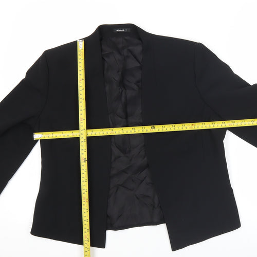 Roman Women Black Blazer Size 12 Tailored Shawl Collar Jacket