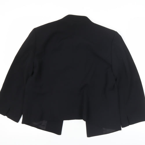 Roman Women Black Blazer Size 12 Tailored Shawl Collar Jacket