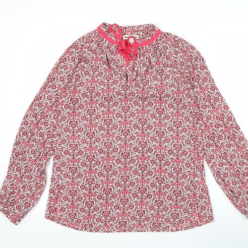 Whistles Womens Red Floral Long Sleeve Tunic Blouse Size 6