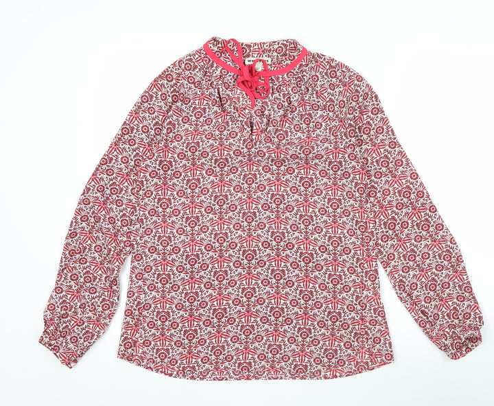 Whistles Womens Red Floral Long Sleeve Tunic Blouse Size 6