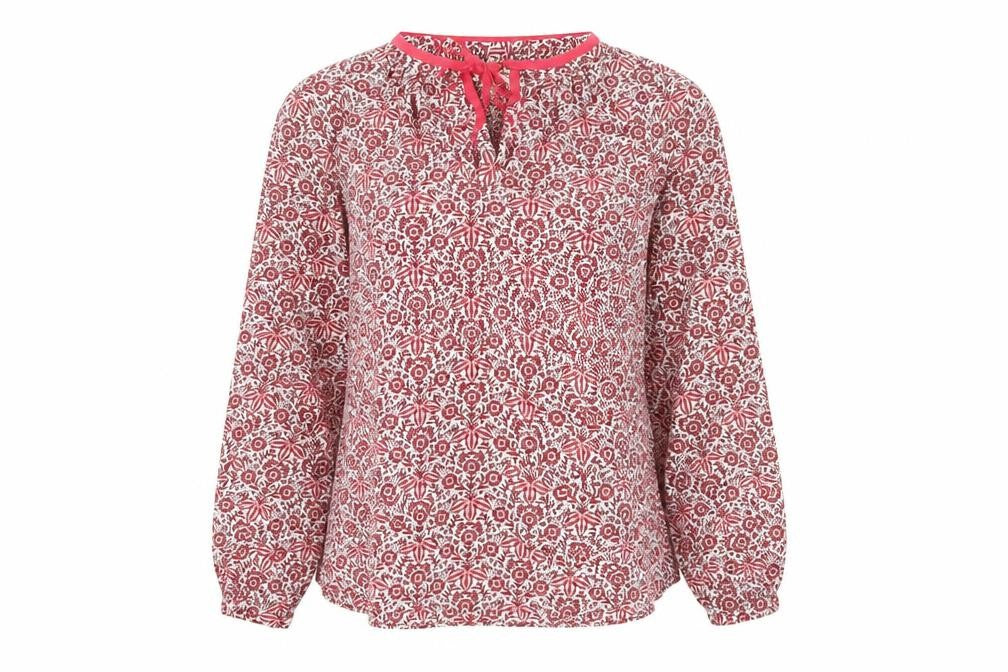 Whistles Womens Red Floral Long Sleeve Tunic Blouse Size 6