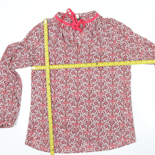 Whistles Womens Red Floral Long Sleeve Tunic Blouse Size 6