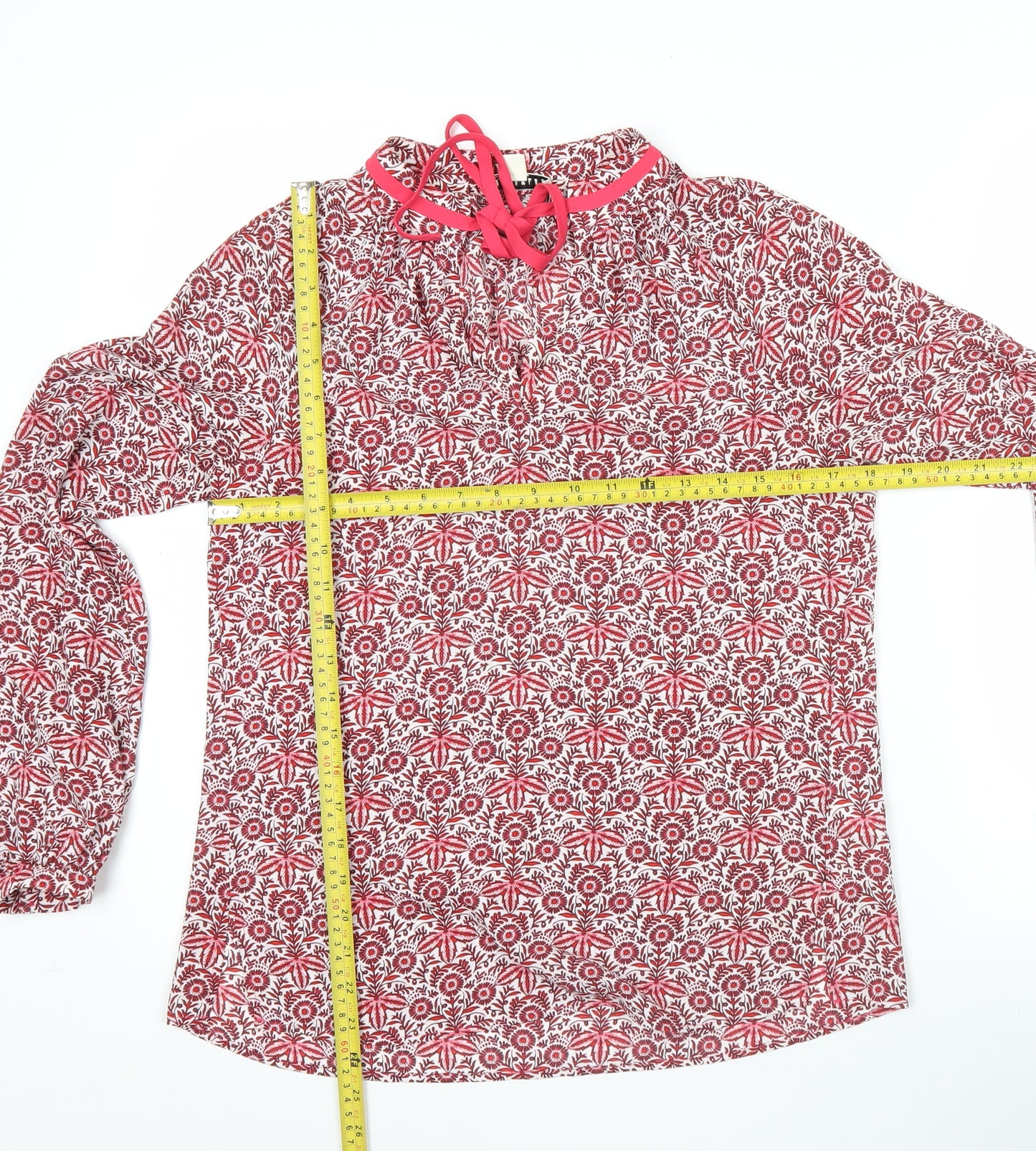 Whistles Womens Red Floral Long Sleeve Tunic Blouse Size 6