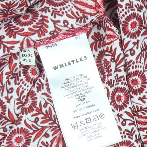 Whistles Womens Red Floral Long Sleeve Tunic Blouse Size 6