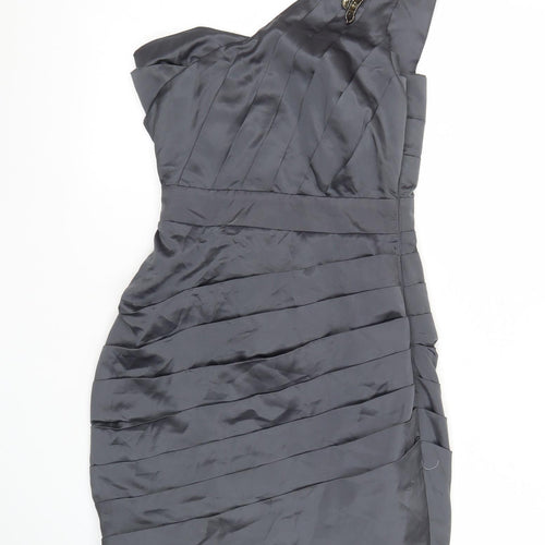 Lipsy Women’s Grey Size 6 One Shoulder Bodycon Cocktail Dress