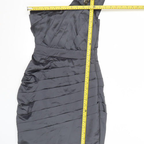 Lipsy Women’s Grey Size 6 One Shoulder Bodycon Cocktail Dress