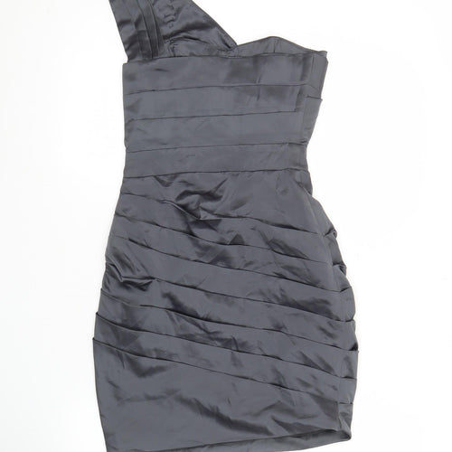 Lipsy Women’s Grey Size 6 One Shoulder Bodycon Cocktail Dress