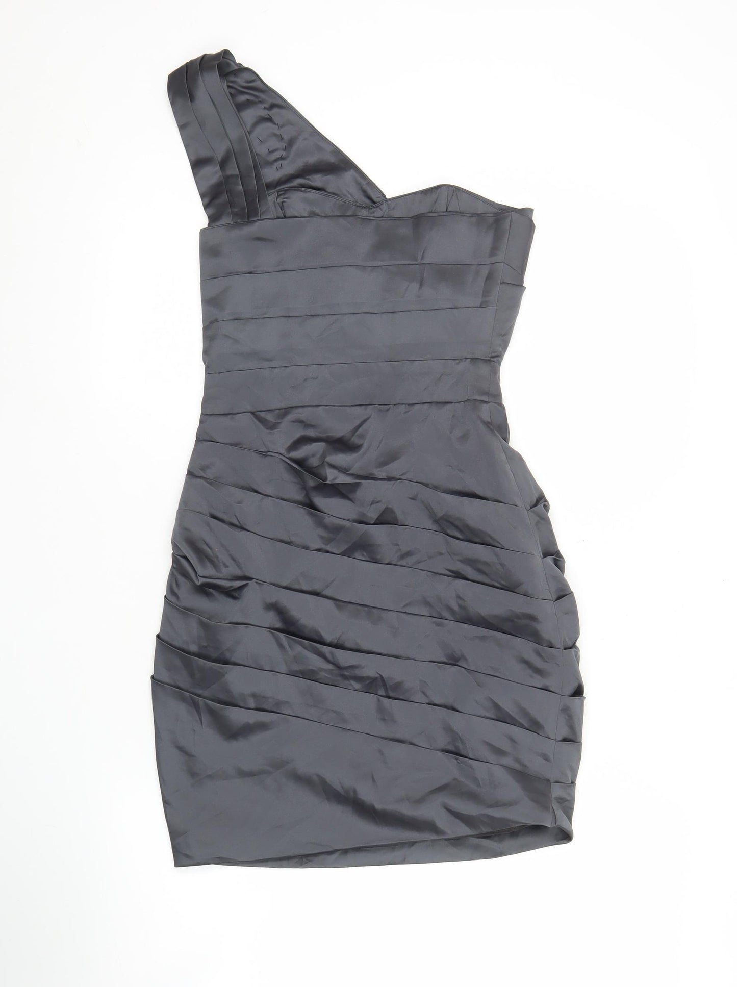 Lipsy Women’s Grey Size 6 One Shoulder Bodycon Cocktail Dress