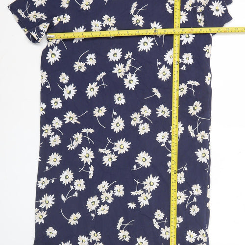 Joules Women’s Blue Floral T-Shirt Dress UK 12 Casual Cotton